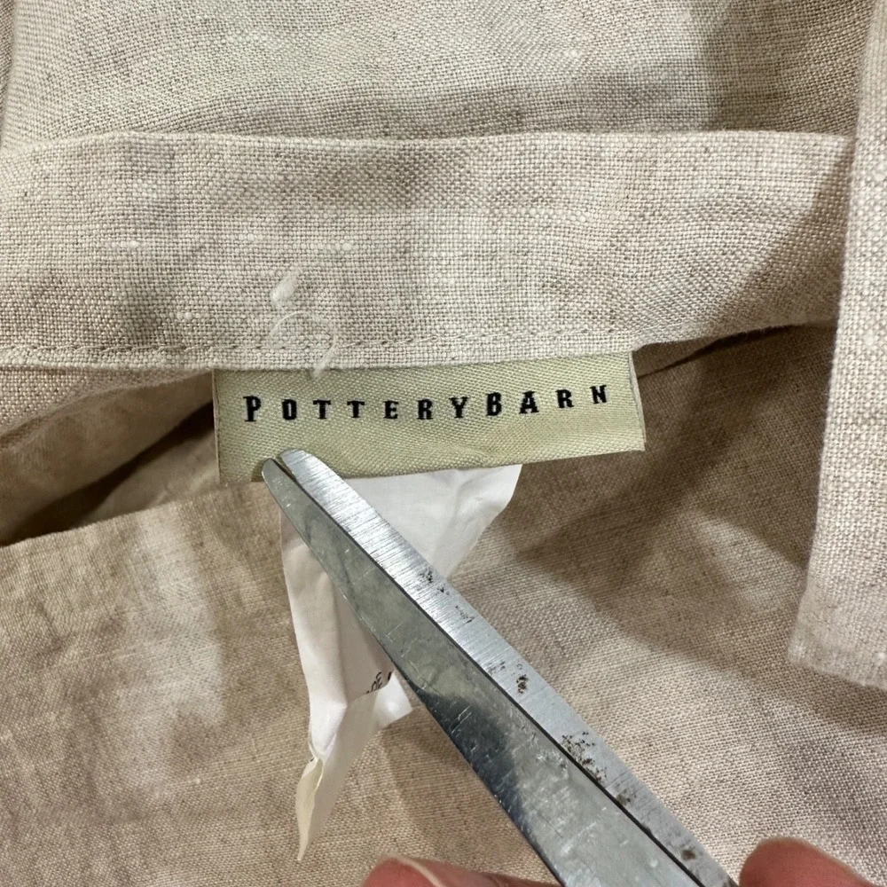 Pottery Barn Euro Sham Quilted Linen Cotton Blend 26x26 Flax Beige Neutral